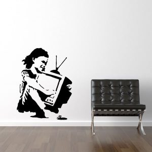 TV girl - Banksy - Wallsticker — 85 x 111 cm